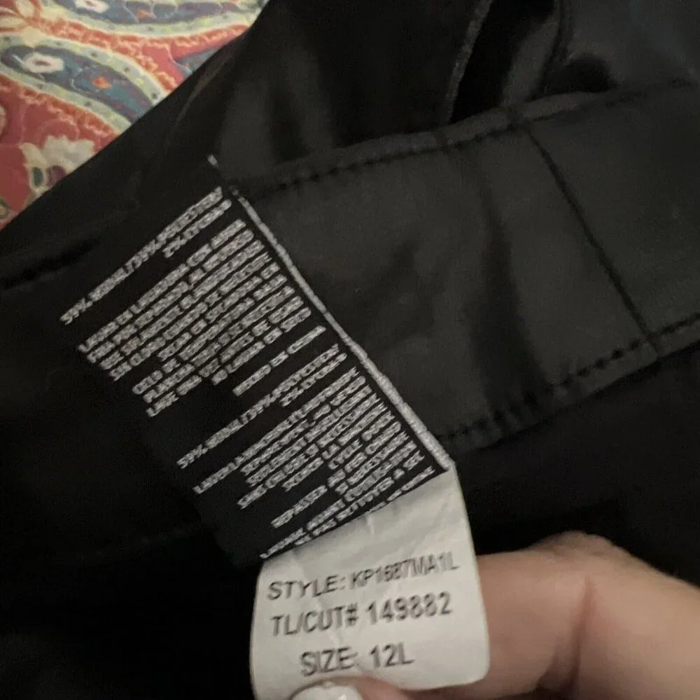 KUT FROM THE KLOTH Sz 12L Reese Black Faux Leather Zip Ankle Straight‎ Leg Pants